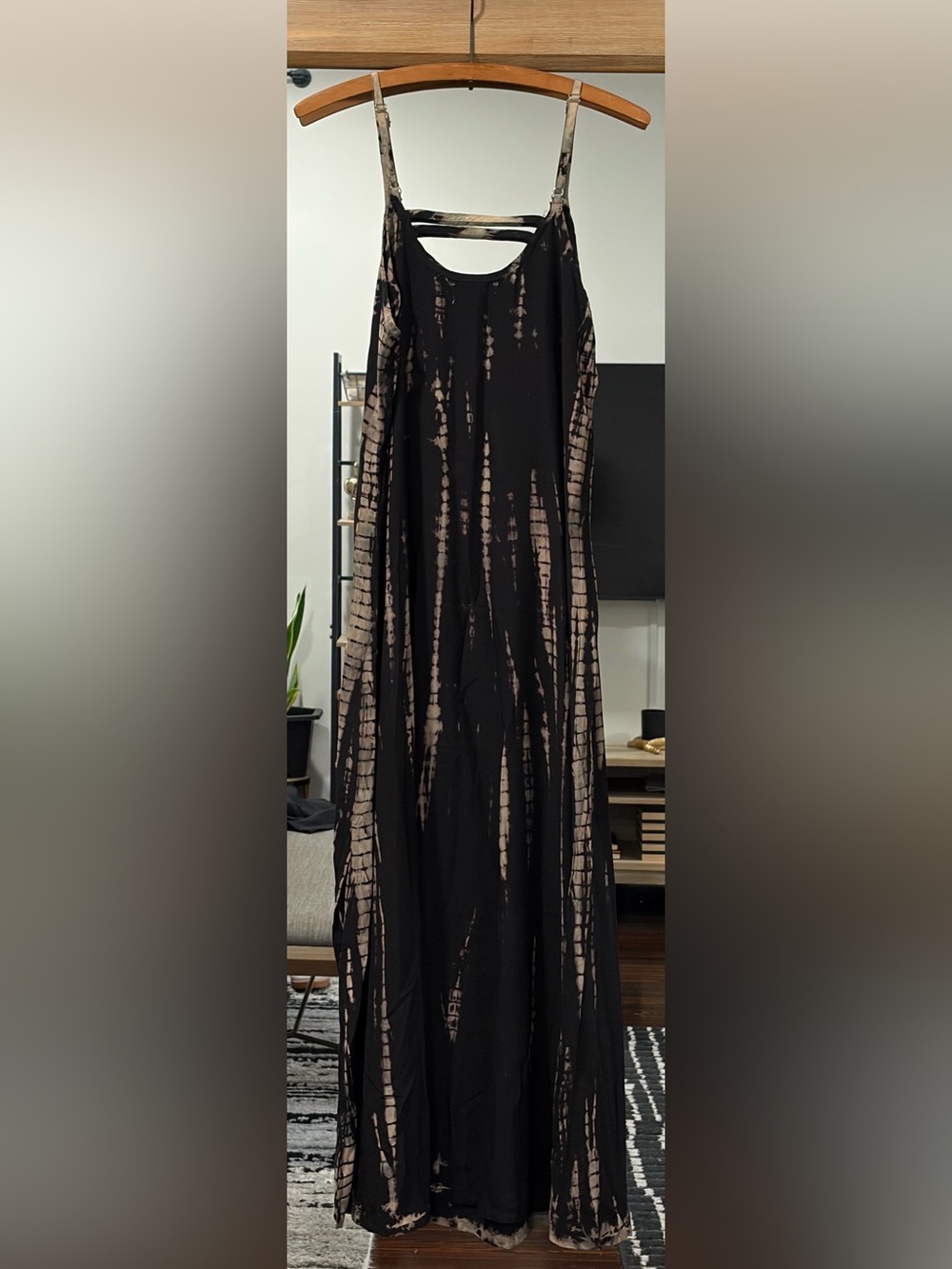 Black Maxi Skirt with Beige Tie-Dye Detail
